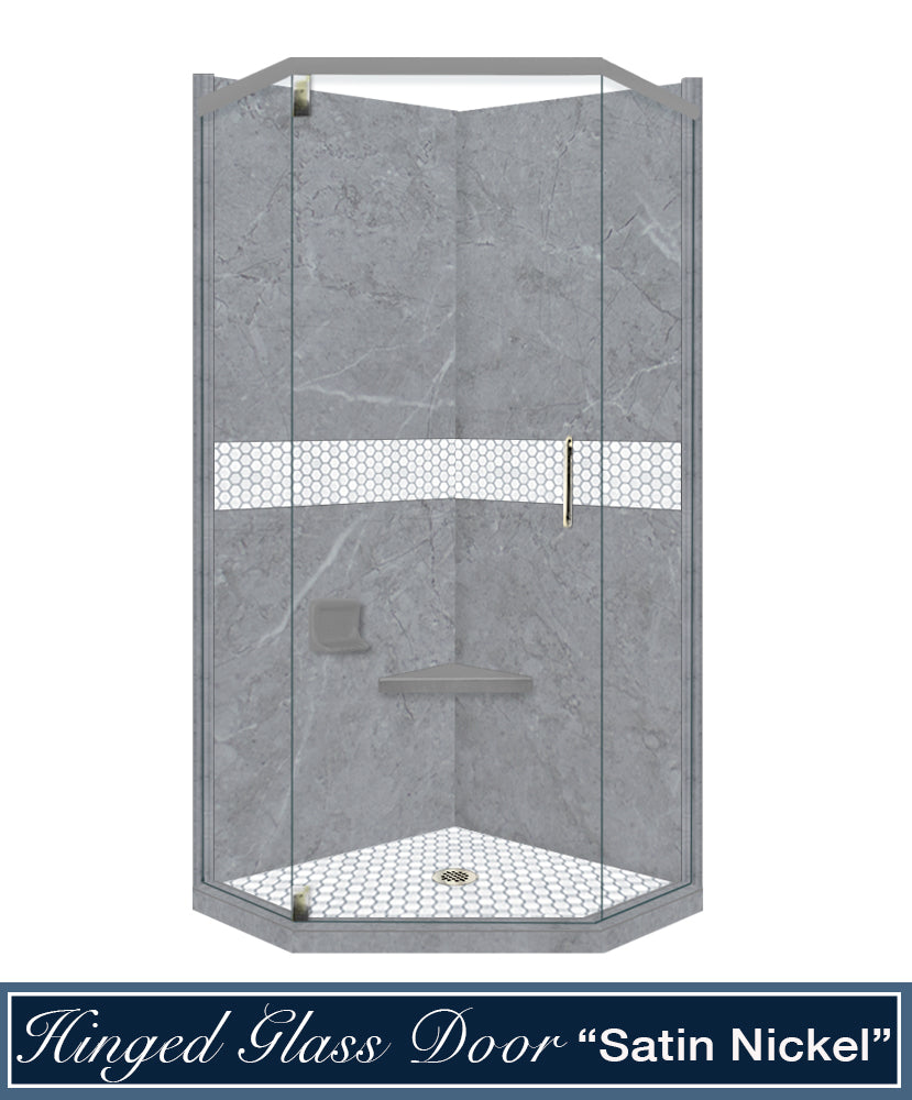 Grio Marble Pearl Hex Mosaic Neo Shower Enclosure Kit