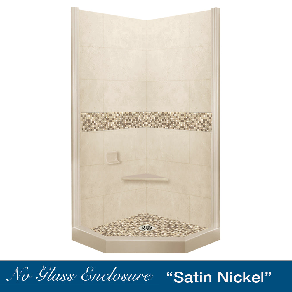 Neo-Angle Desert Sand Sistine Stone & Roma Mosaic Accent Shower Remodel Kit