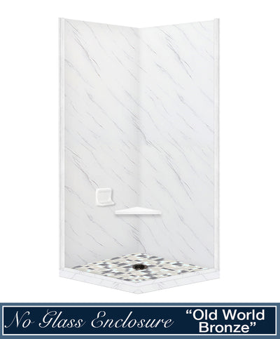 Carrara Marble Newport Mosaic Corner Shower Kit
