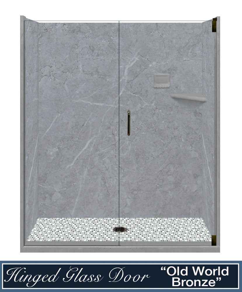 Grio Marble Del Mar Mosaic Alcove Shower Enclosure Kit