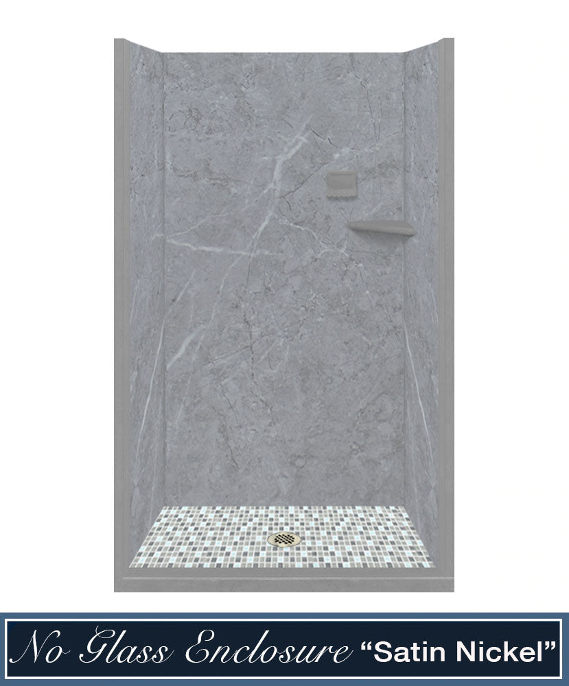 Grio Marble Del Mar Mosaic Alcove Shower Enclosure Kit