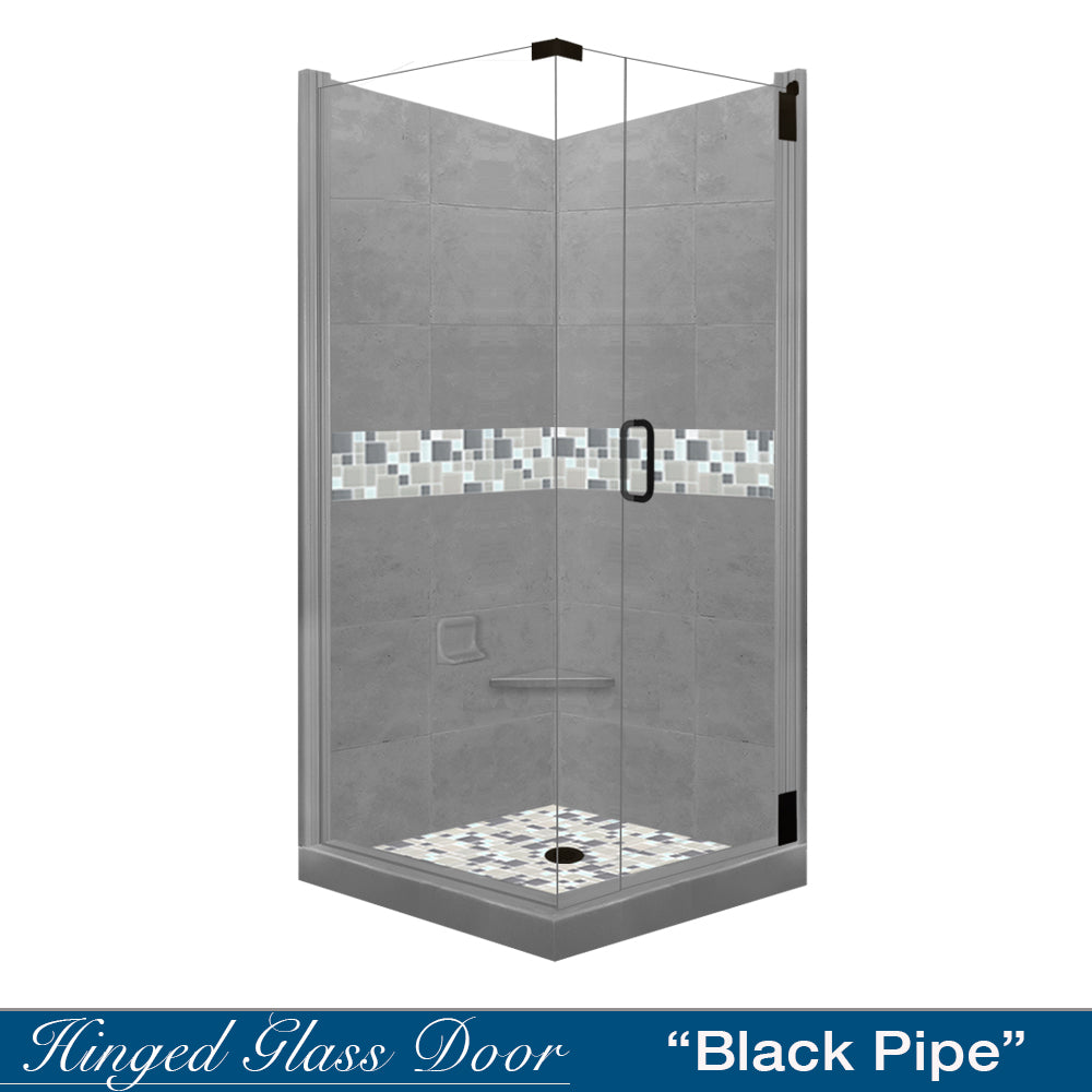 Corner Wet Cement Sistine Stone & Newport Mosaic Accent Shower Remodel Kit