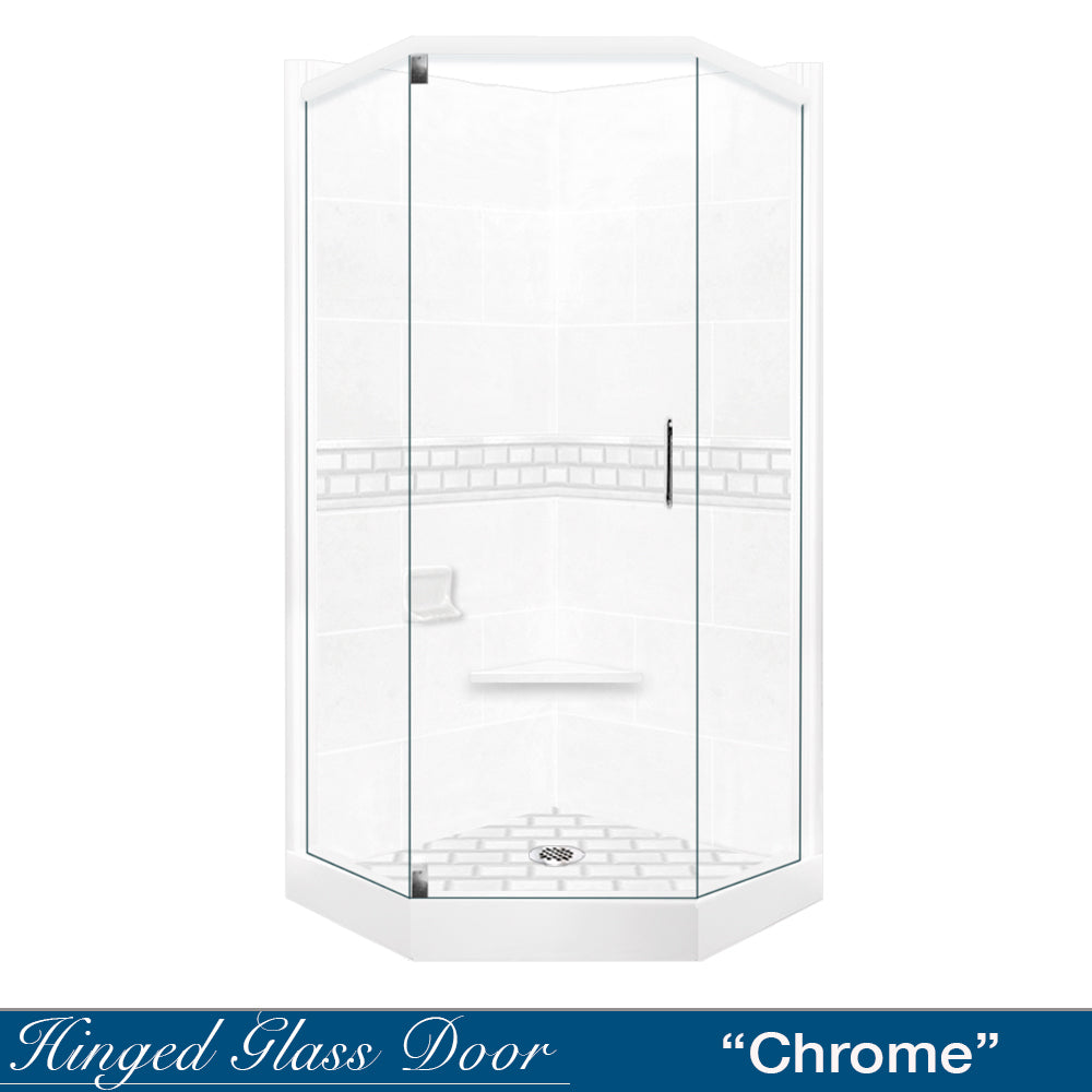 Neo-Angle Natural Buff Sistine Stone & Subway Stone Accent Shower Remodel Kit