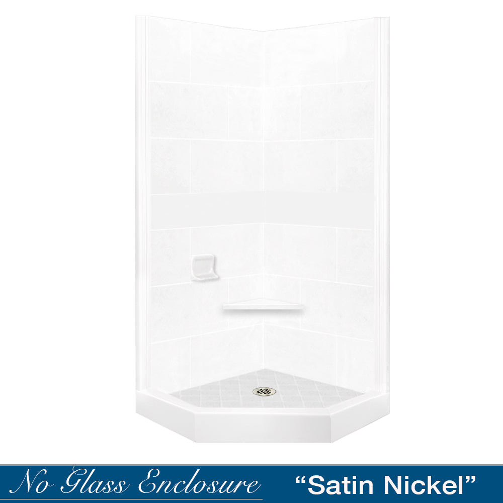 Neo-Angle Natural Buff Sistine Stone & Diamond Stone Accent Shower Remodel Kit
