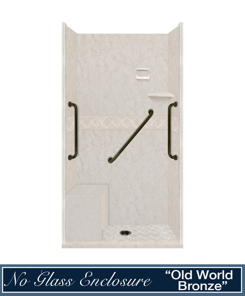Freedom Rafe Marble Diamond Alcove Shower Enclosure Kit