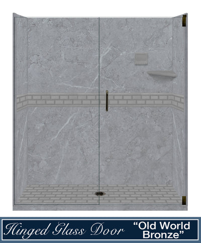 Grio Marble Subway Alcove Shower Enclosure Kit