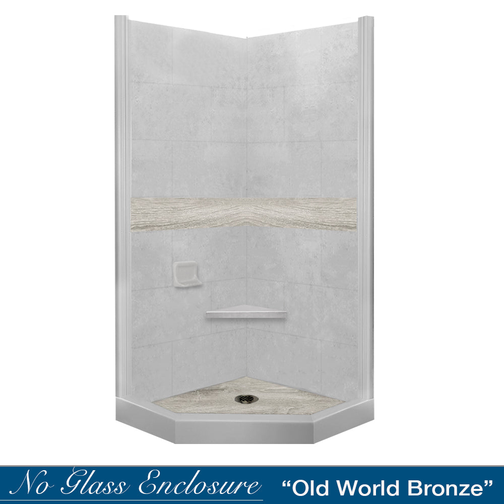 Neo-Angle Portland Cement Sistine Stone & Sterling Oak Wood Accent ("DIY Shower Remodel Kit")