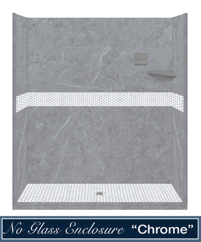Grio Marble Pearl Hex Mosaic Alcove Shower Kit