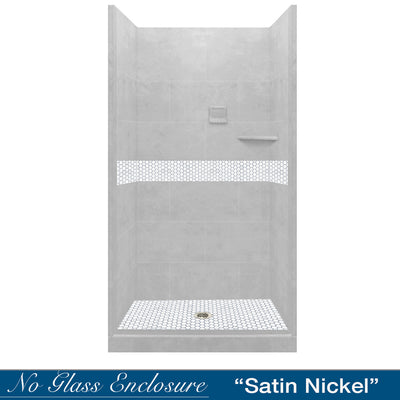 Pearl Hex Mosaic Portland Cement Small Alcove Shower Kit