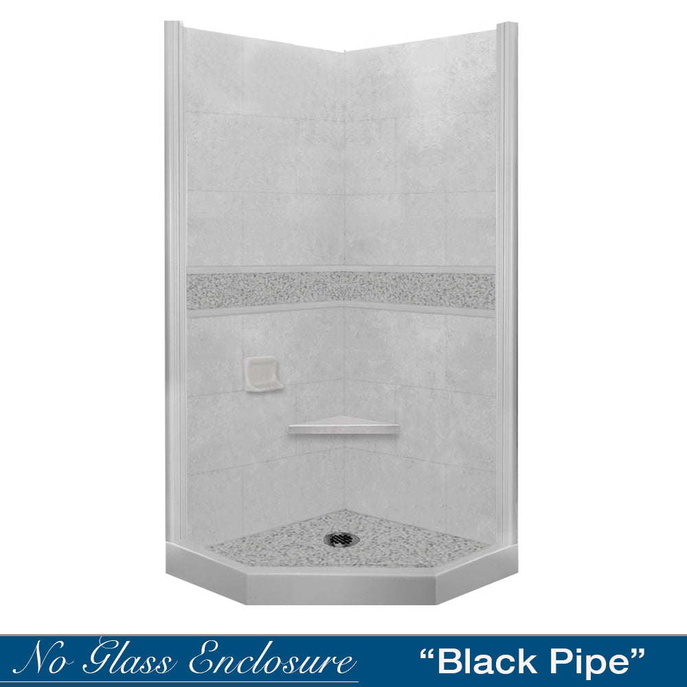 Neo-Angle Portland Cement Sistine Stone & Pebble Stone Accent Shower Remodel Kit