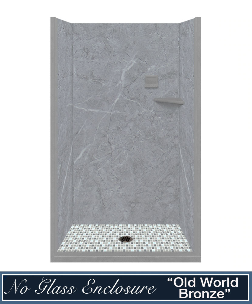 Grio Marble Del Mar Mosaic Alcove Shower Enclosure Kit