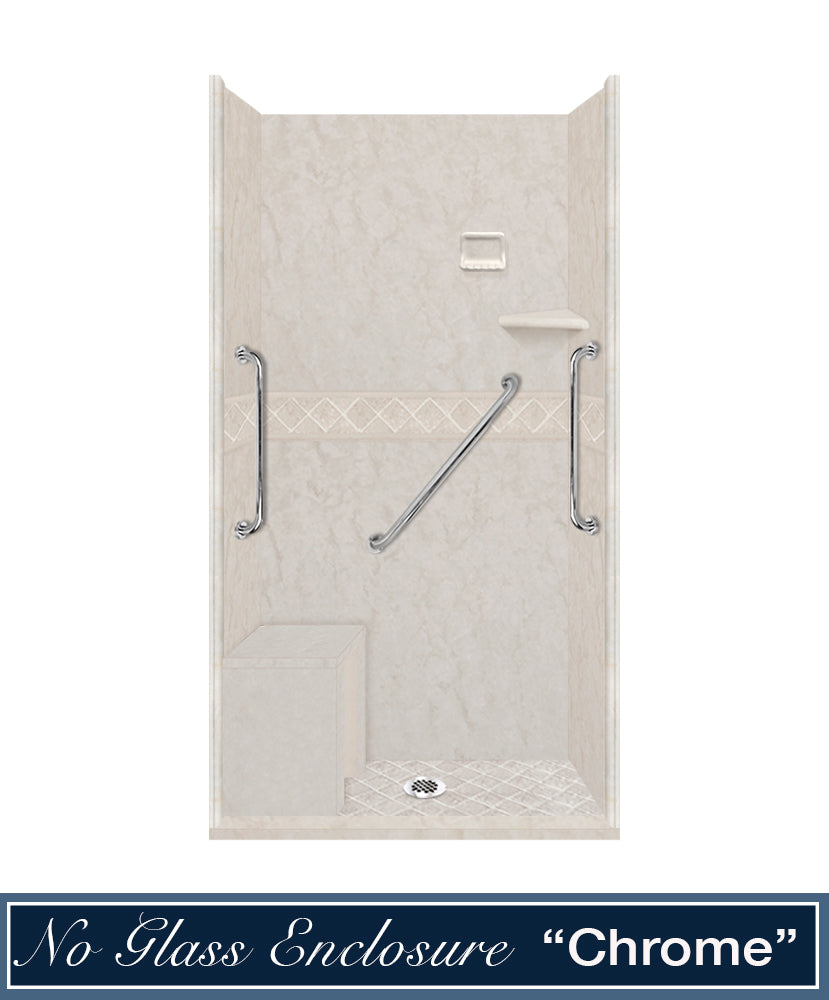 Freedom Rafe Marble Diamond Alcove Shower Enclosure Kit