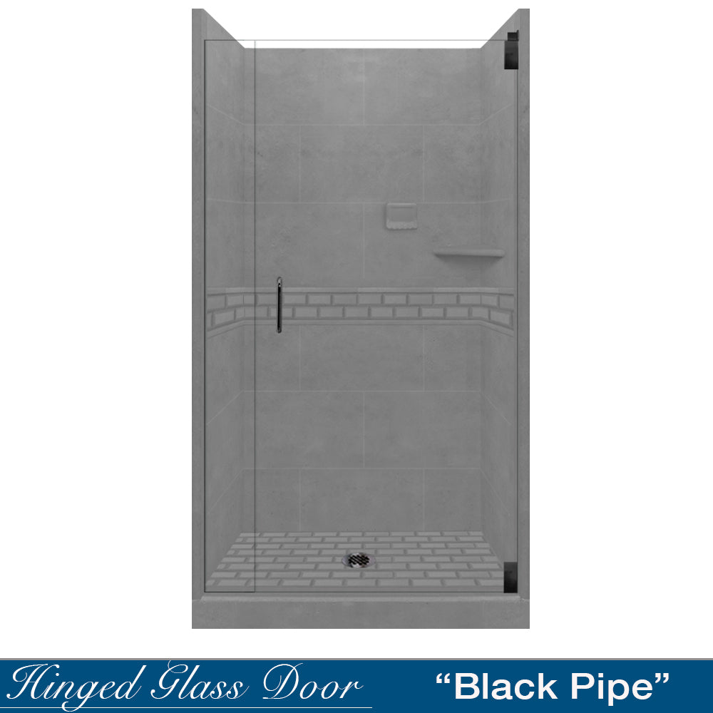 Alcove Wet Cement Sistine Stone & Subway Stone Accent Shower Remodel Kit