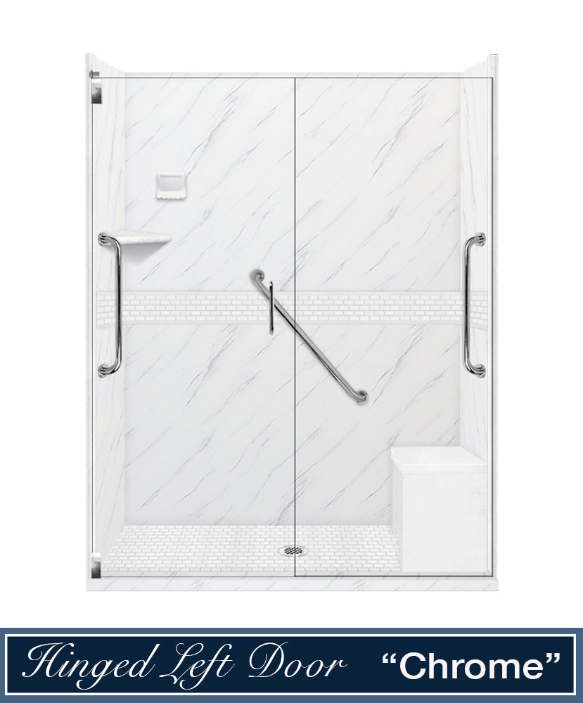 Freedom Carrara Marble Classic Alcove Shower Enclosure Kit