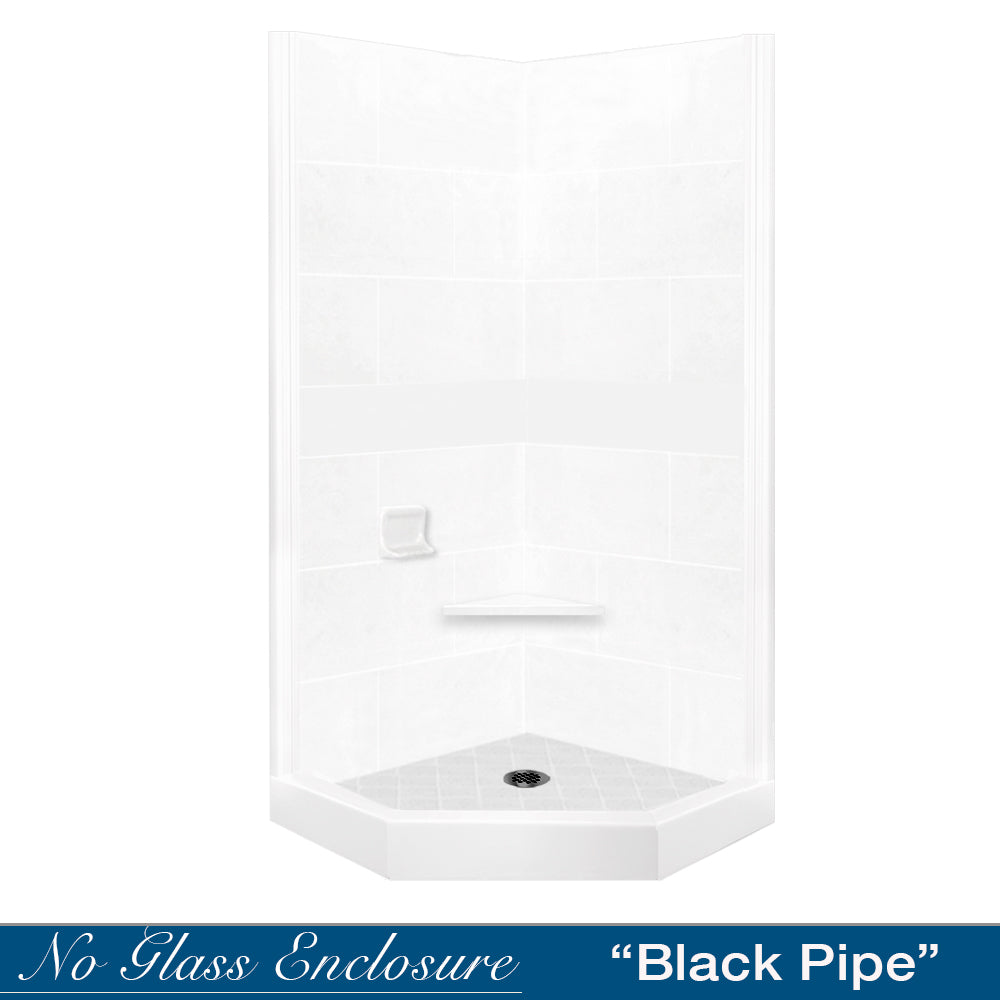 Neo-Angle Natural Buff Sistine Stone & Diamond Stone Accent Shower Remodel Kit