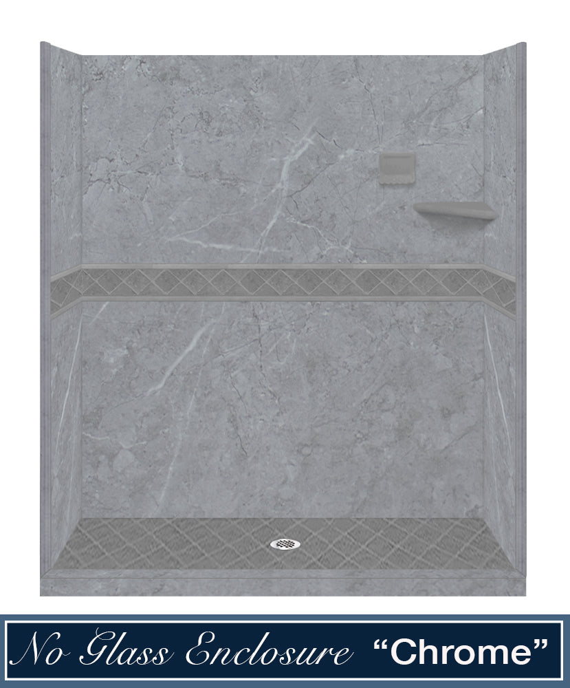 Grio Marble Diamond Alcove Shower Enclosure Kit