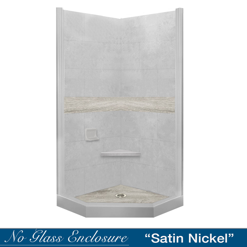 Neo-Angle Portland Cement Sistine Stone & Sterling Oak Wood Accent ("DIY Shower Remodel Kit")