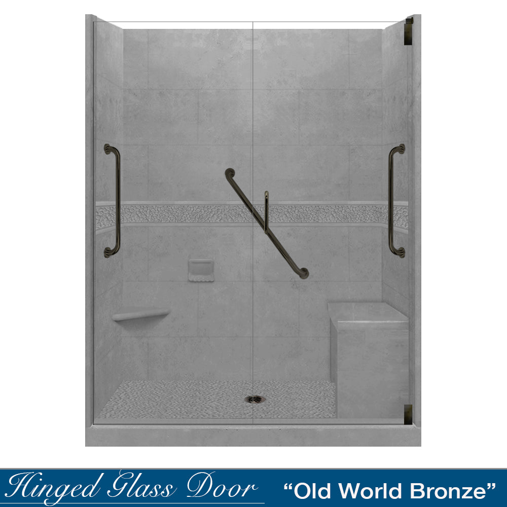 Freedom Pebble Wet Cement 60" Alcove Shower Enclosure Kit