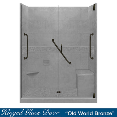 Freedom Pebble Wet Cement 60" Alcove Shower Enclosure Kit