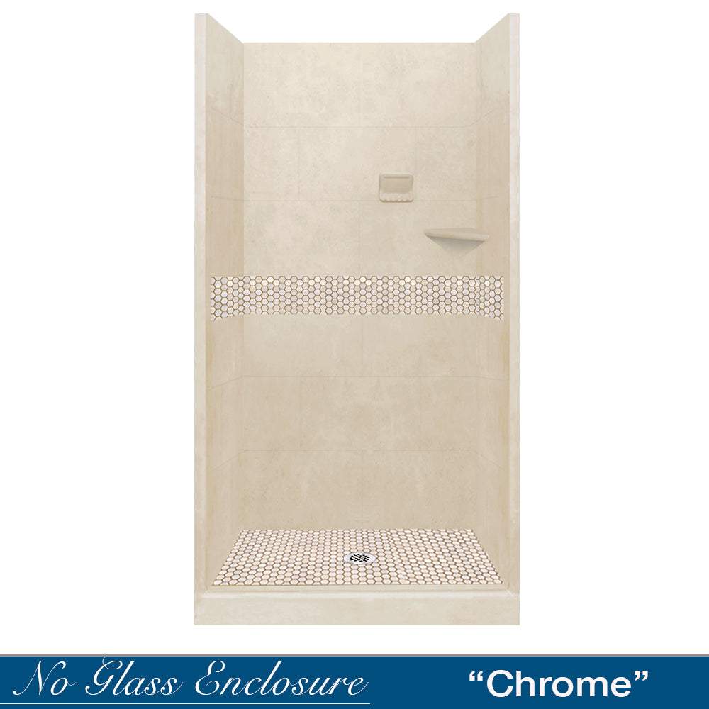 Alcove Desert Sand Sistine Stone & Honey Hex Mosaic Accent ("DIY Shower Remodel Kit")