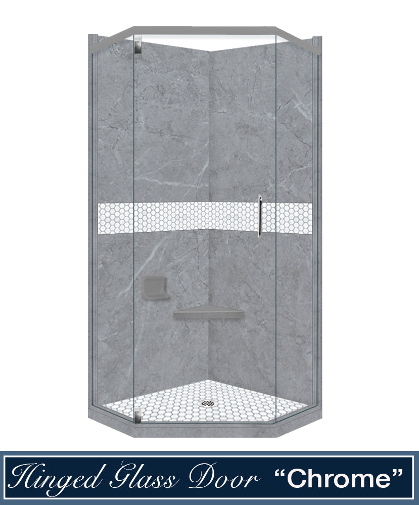Grio Marble Pearl Hex Mosaic Neo Shower Enclosure Kit
