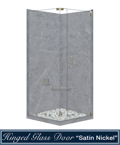 Grio Marble Newport Mosaic Corner Shower Enclosure Kit