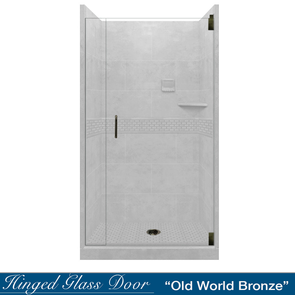 Alcove Portland Cement Sistine Stone & Classic Stone Accent Shower