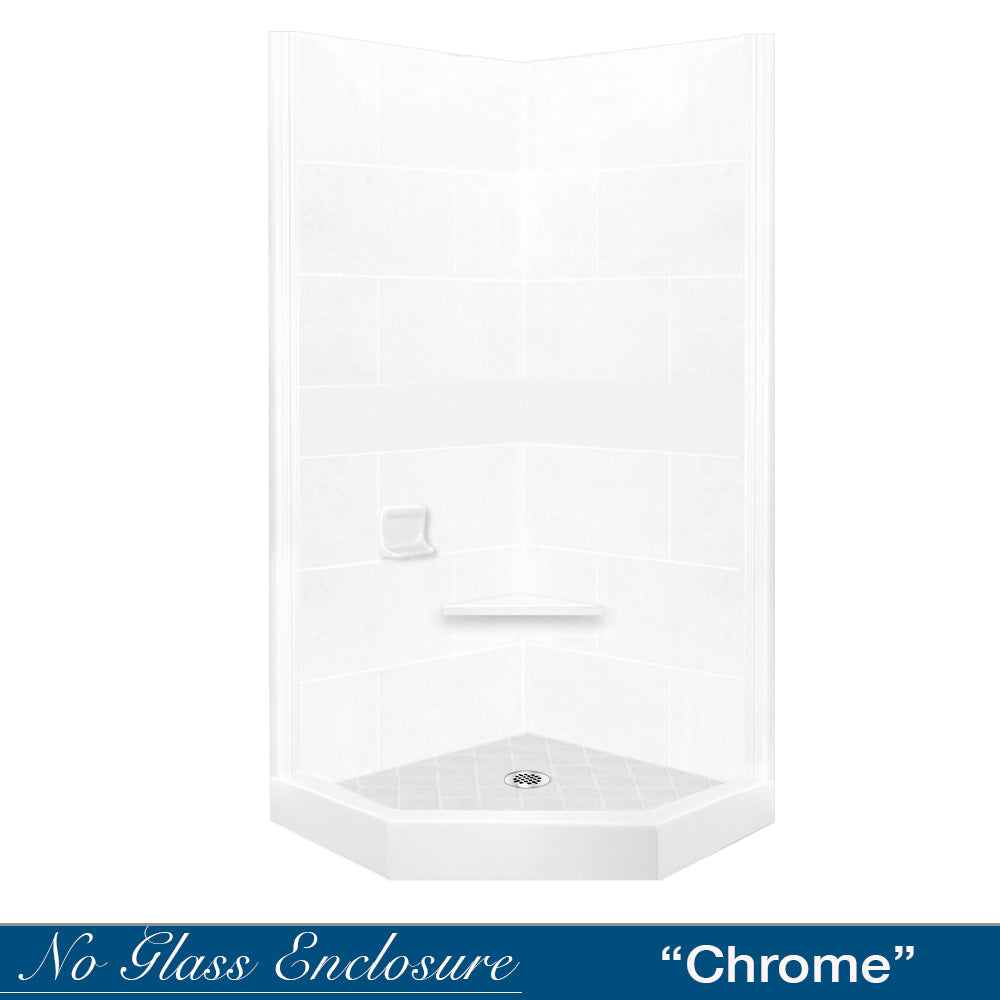 Neo-Angle Natural Buff Sistine Stone & Diamond Stone Accent Shower Remodel Kit