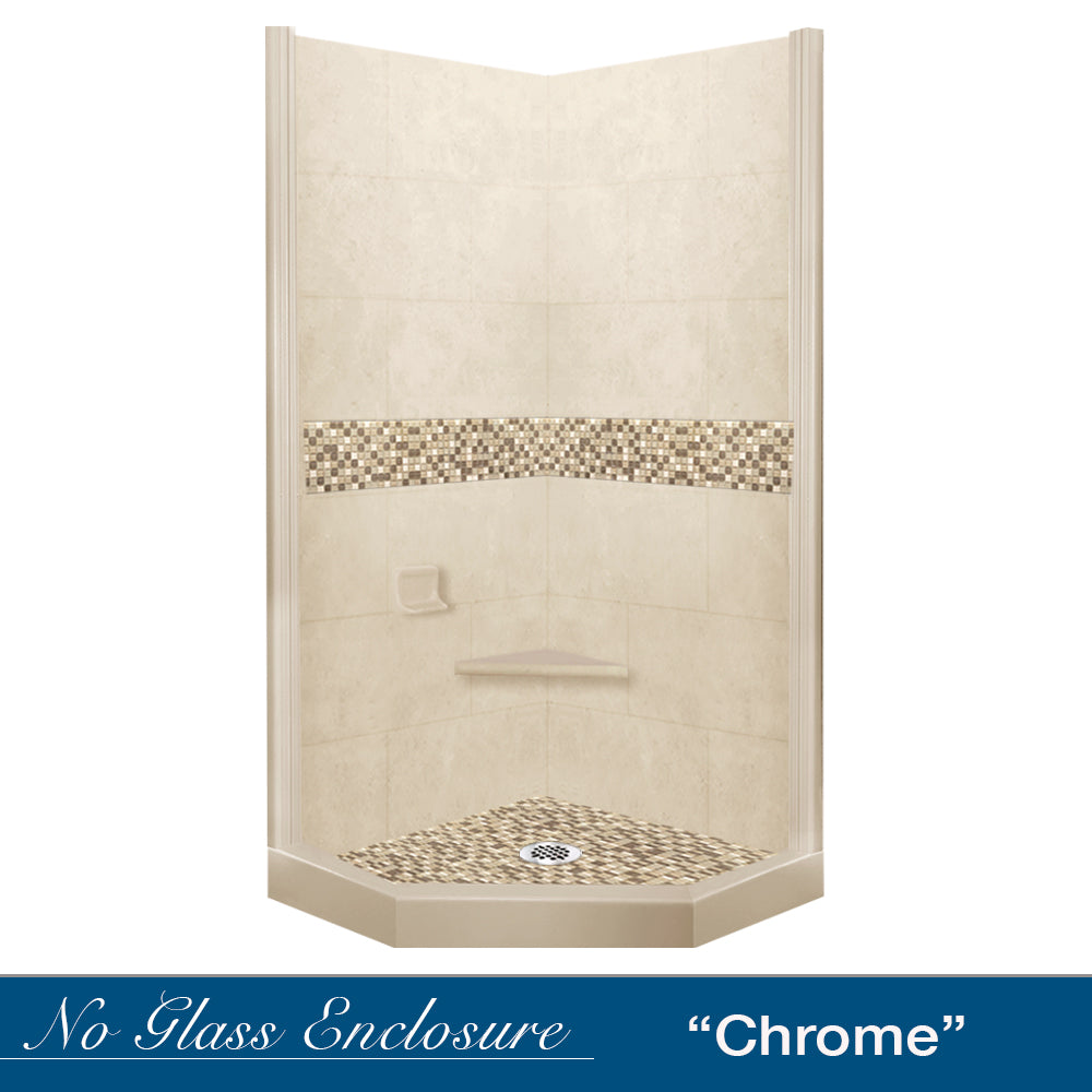 Neo-Angle Desert Sand Sistine Stone & Roma Mosaic Accent Shower Remodel Kit