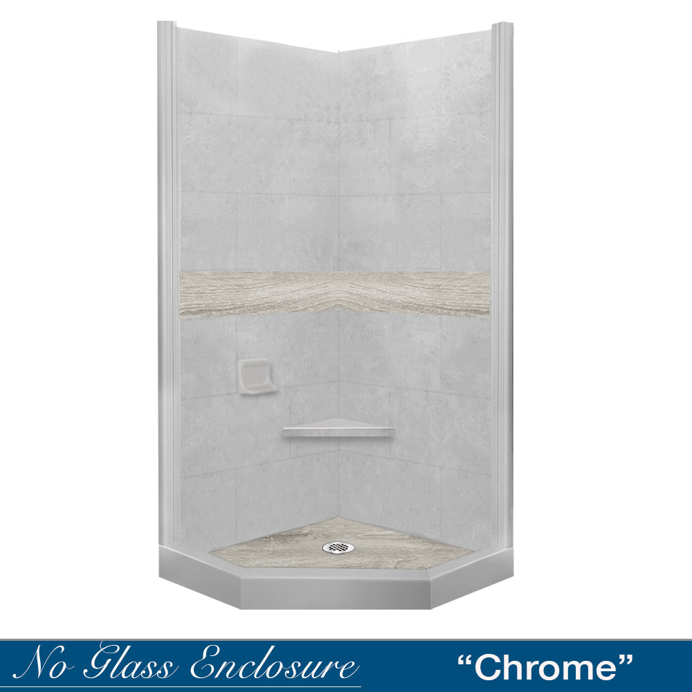 Neo-Angle Portland Cement Sistine Stone & Sterling Oak Wood Accent ("DIY Shower Remodel Kit")