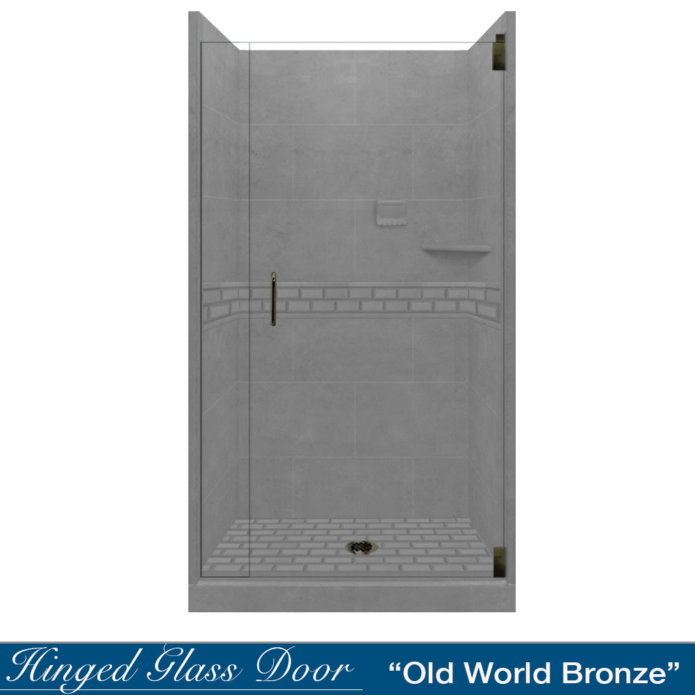 Alcove Wet Cement Sistine Stone & Subway Stone Accent Shower Remodel Kit