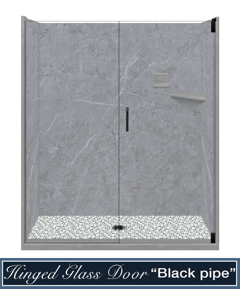 Grio Marble Del Mar Mosaic Alcove Shower Enclosure Kit