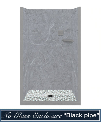 Grio Marble Del Mar Mosaic Alcove Shower Enclosure Kit