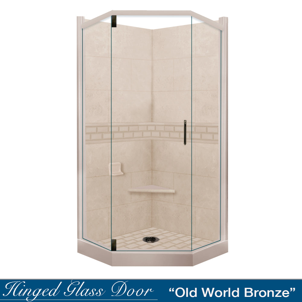 Neo-Angle Brown Sugar Sistine Stone & Subway Stone Accent ("DIY Shower Remodel Kit")