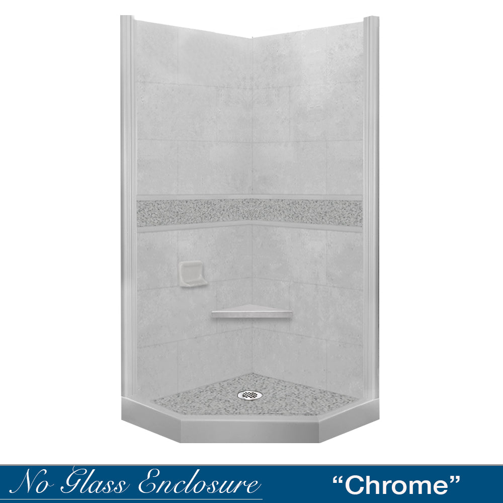 Neo-Angle Portland Cement Sistine Stone & Pebble Stone Accent Shower Remodel Kit