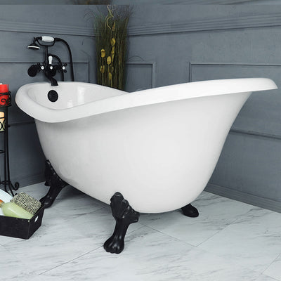 60 In. Clawfoot Bathtub Slipper (Includes Faucet and Drain)