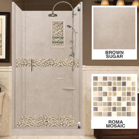 Roma Mosaic Brown Sugar Small Alcove Shower Kit