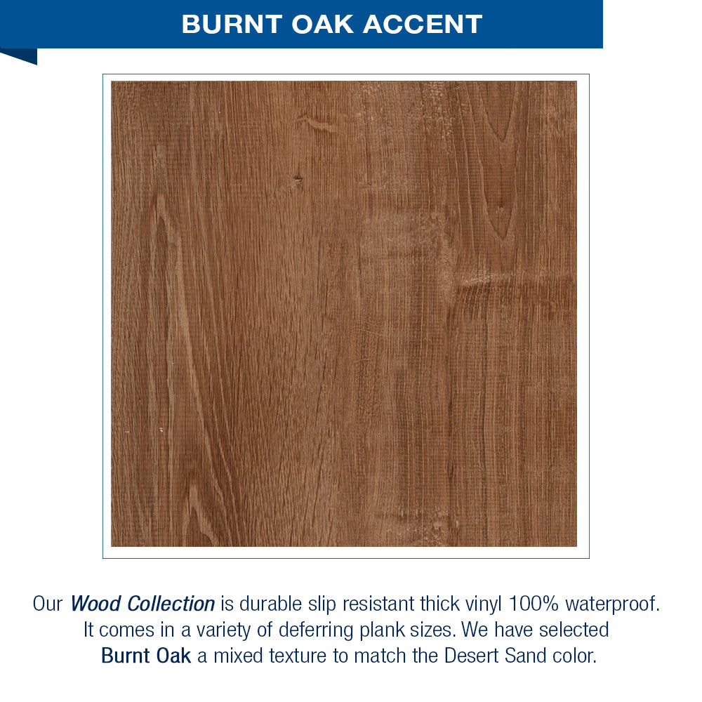Freedom 60" Alcove Desert Sand Sistine Stone & Burnt Oak Wood Accent ("DIY Shower Remodel Kit")
