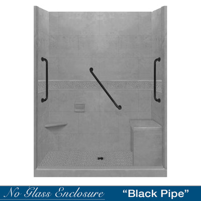 Freedom Pebble Wet Cement 60" Alcove Shower Enclosure Kit