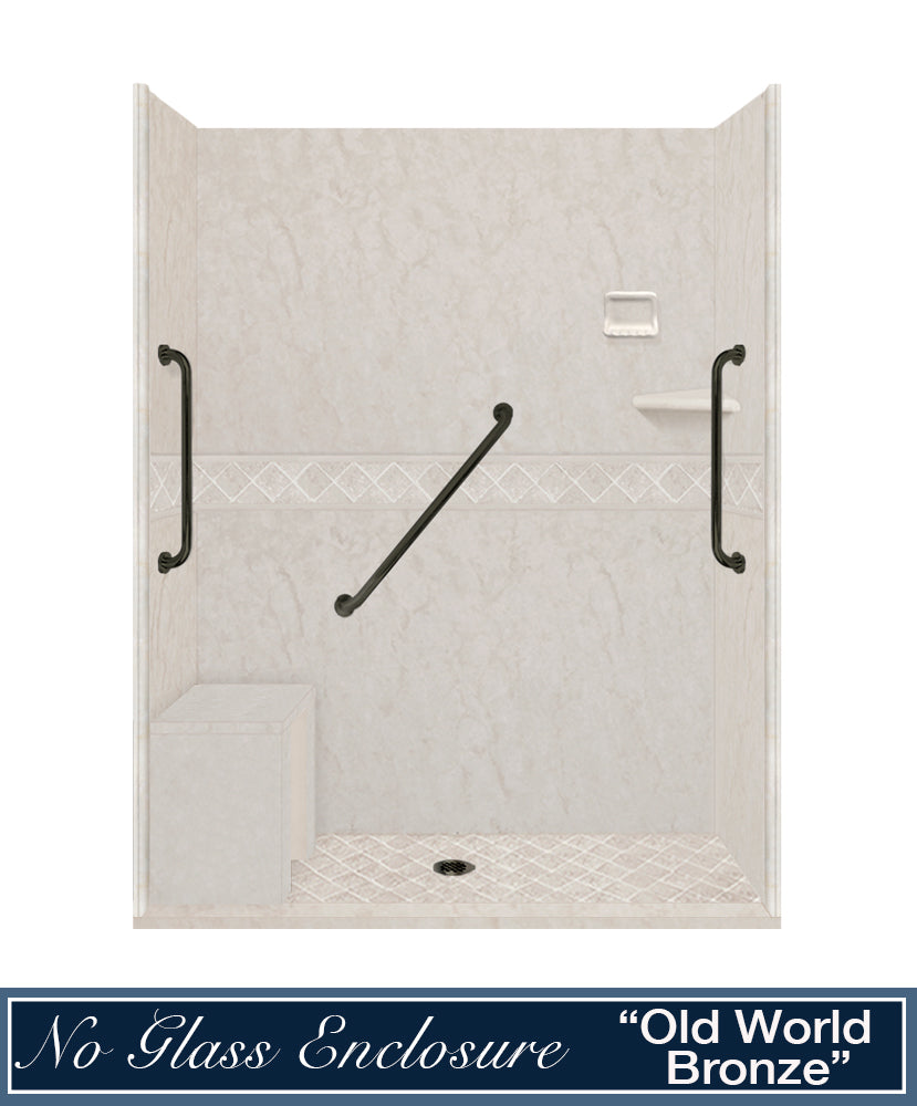 Freedom Rafe Marble Diamond Alcove Shower Enclosure Kit