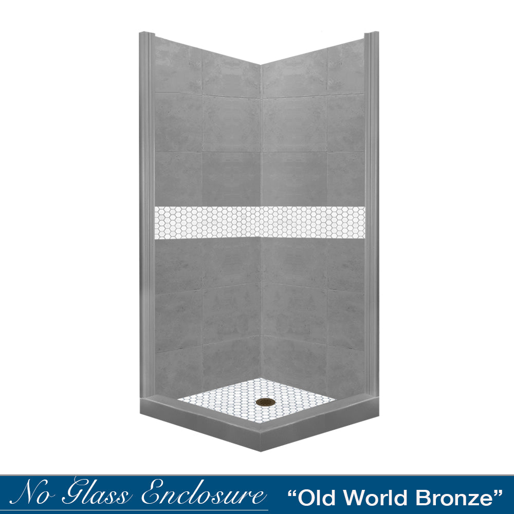 Pearl Hex Mosaic Wet Cement Corner Shower Kit