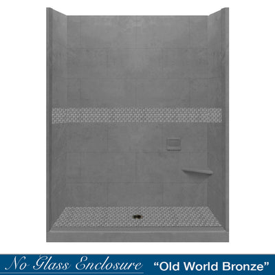Jewel Wet Cement 60" Alcove Stone Shower Kit