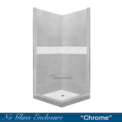 Pearl Hex Mosaic Portland Cement Corner Shower Enclosure Kit