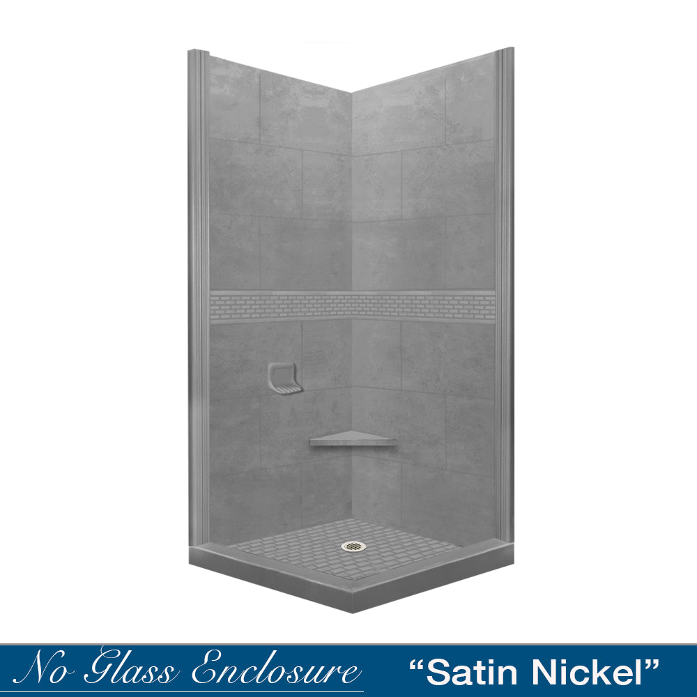 Corner Wet Cement Sistine Stone & Classic Stone Accent ("DIY Shower Remodel Kit")
