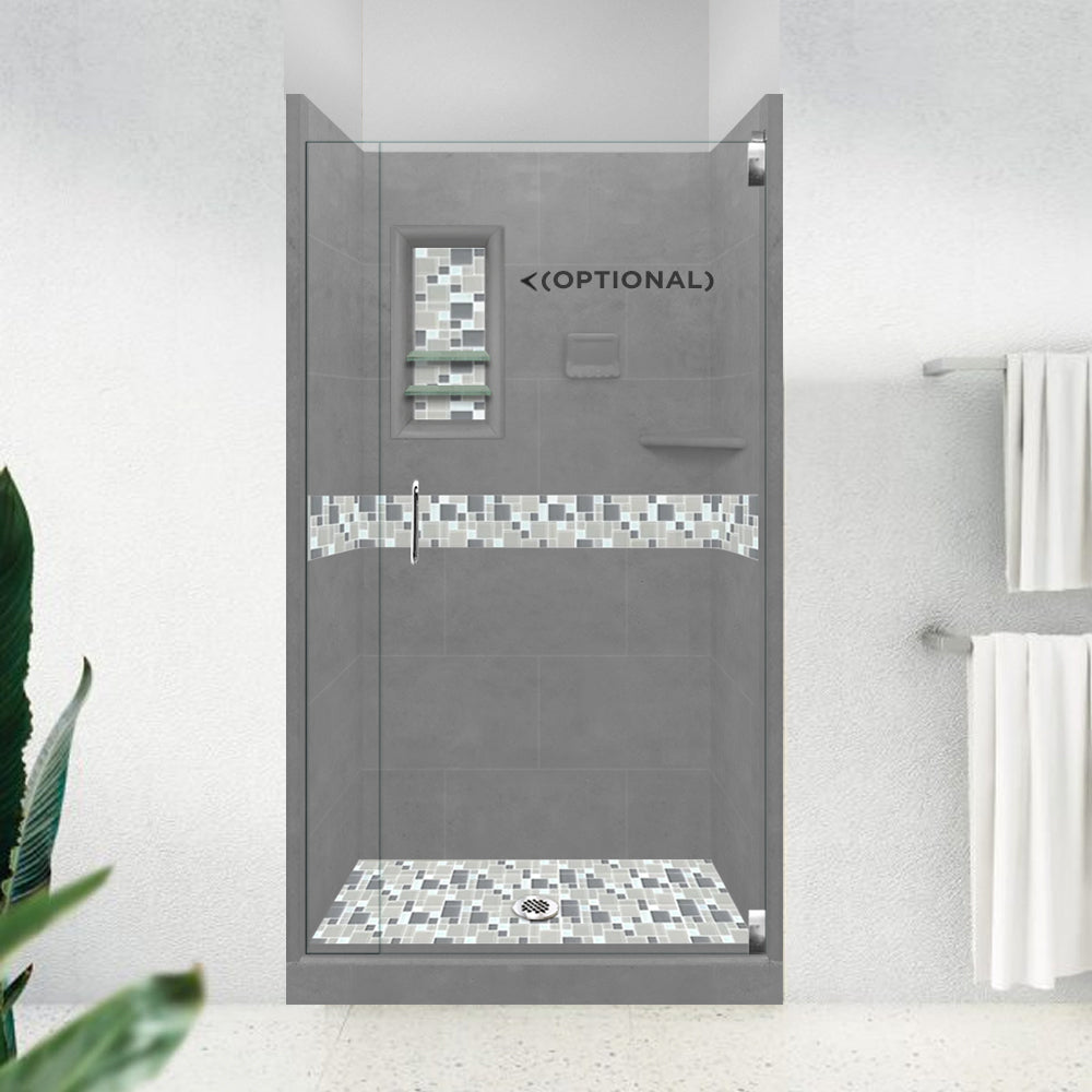 Alcove Wet Cement Sistine Stone & Newport Mosaic Accent Shower
