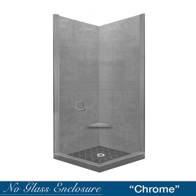 Diamond Solid Wet Cement Corner Shower Enclosure Kit
