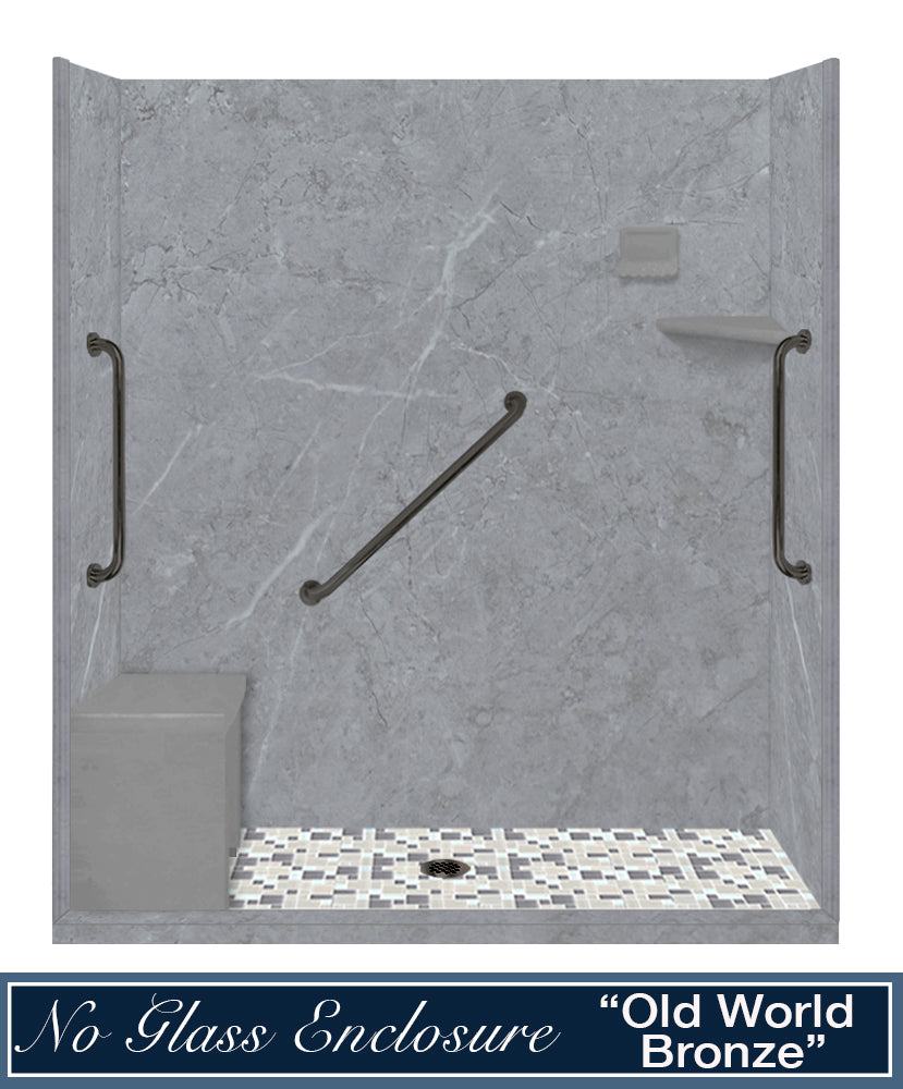 Freedom Grio Marble Newport Mosaic Alcove Shower Kit