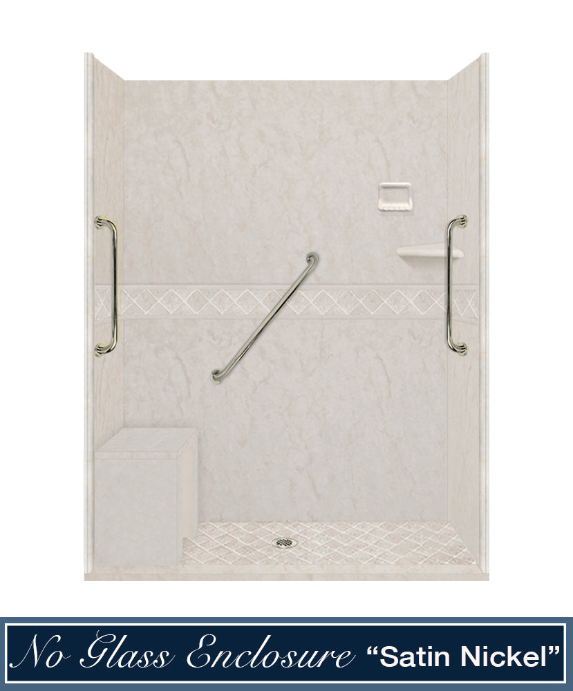 Freedom Rafe Marble Diamond Alcove Shower Enclosure Kit