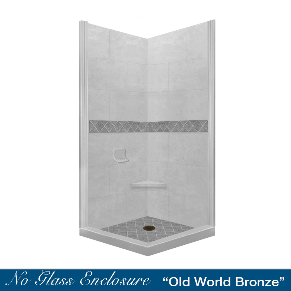Corner Portland Cement Sistine Stone & Diamond Stone Accent Shower