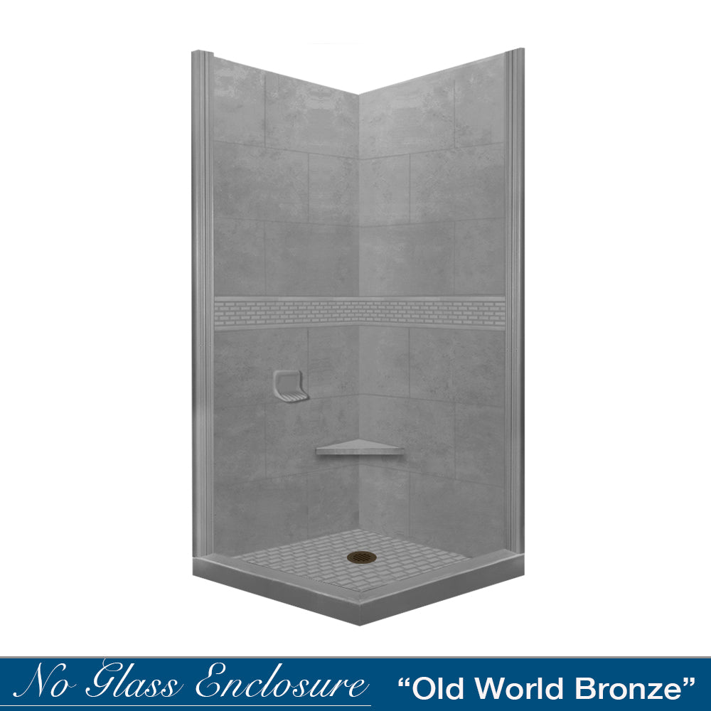 Corner Wet Cement Sistine Stone & Classic Stone Accent ("DIY Shower Remodel Kit")